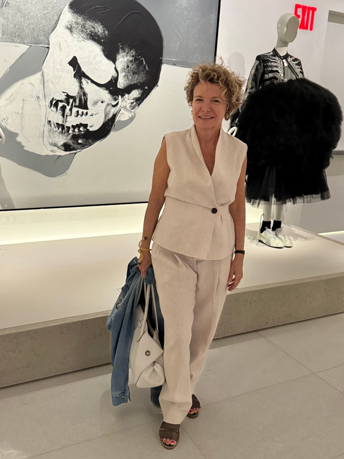 Linen Vest Suit With Denim Jacket Linen Vest Suit With Denim Jacket — Trendy Museum Outfits