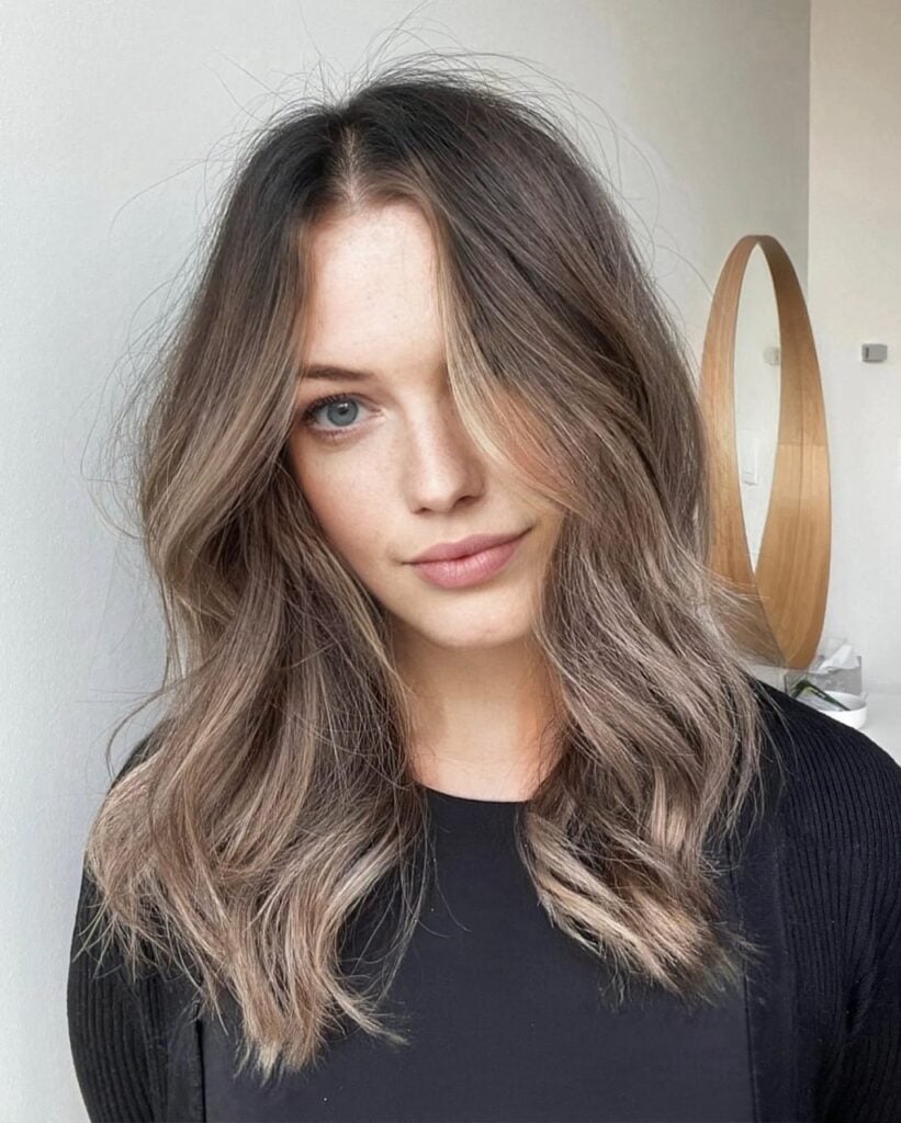 Cool Toned Mushroom Brown Shoulder Length Bob Cool Toned Mushroom Brown Shoulder Length Bob — Trendy Mushroom Brown Hair Color