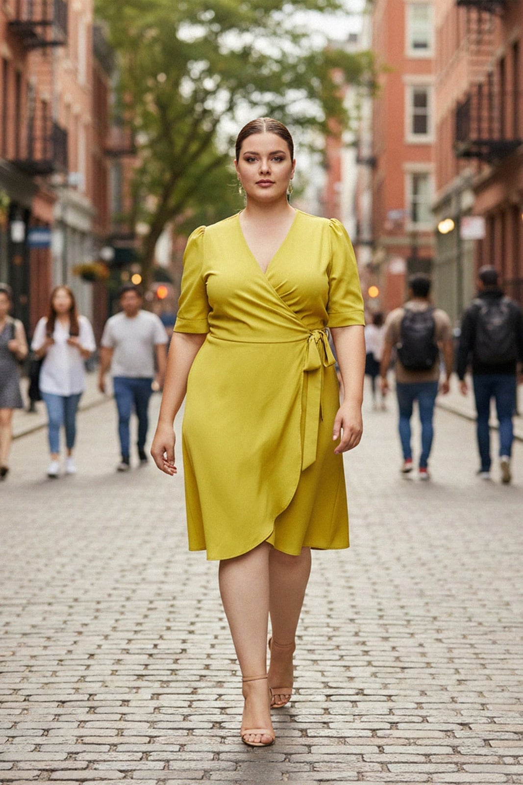Lime Yellow Crepe Wrap Dress Lime Yellow Crepe Wrap Dress — Trendy Mustard Dress