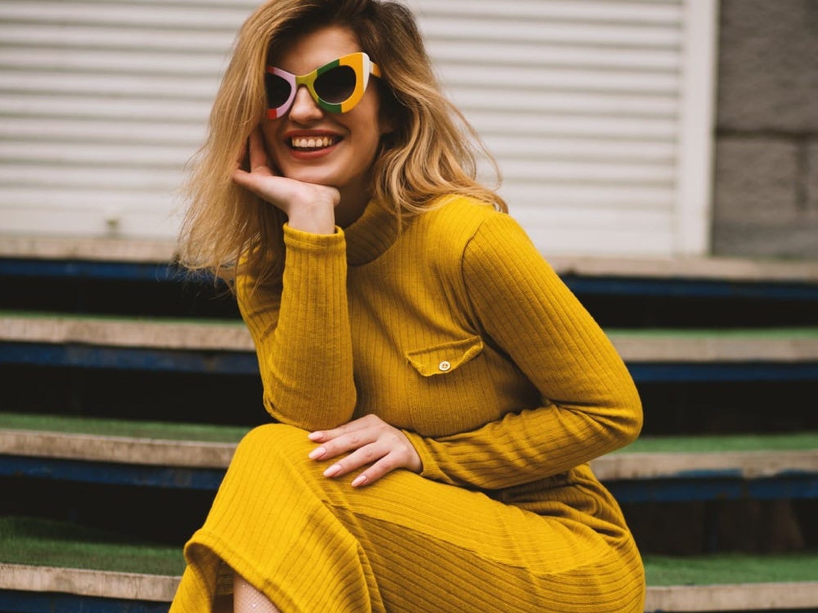 Mustard Ribbed Knit Turtleneck Midi Dress Mustard Ribbed Knit Turtleneck Midi Dress — Trendy Mustard Dress