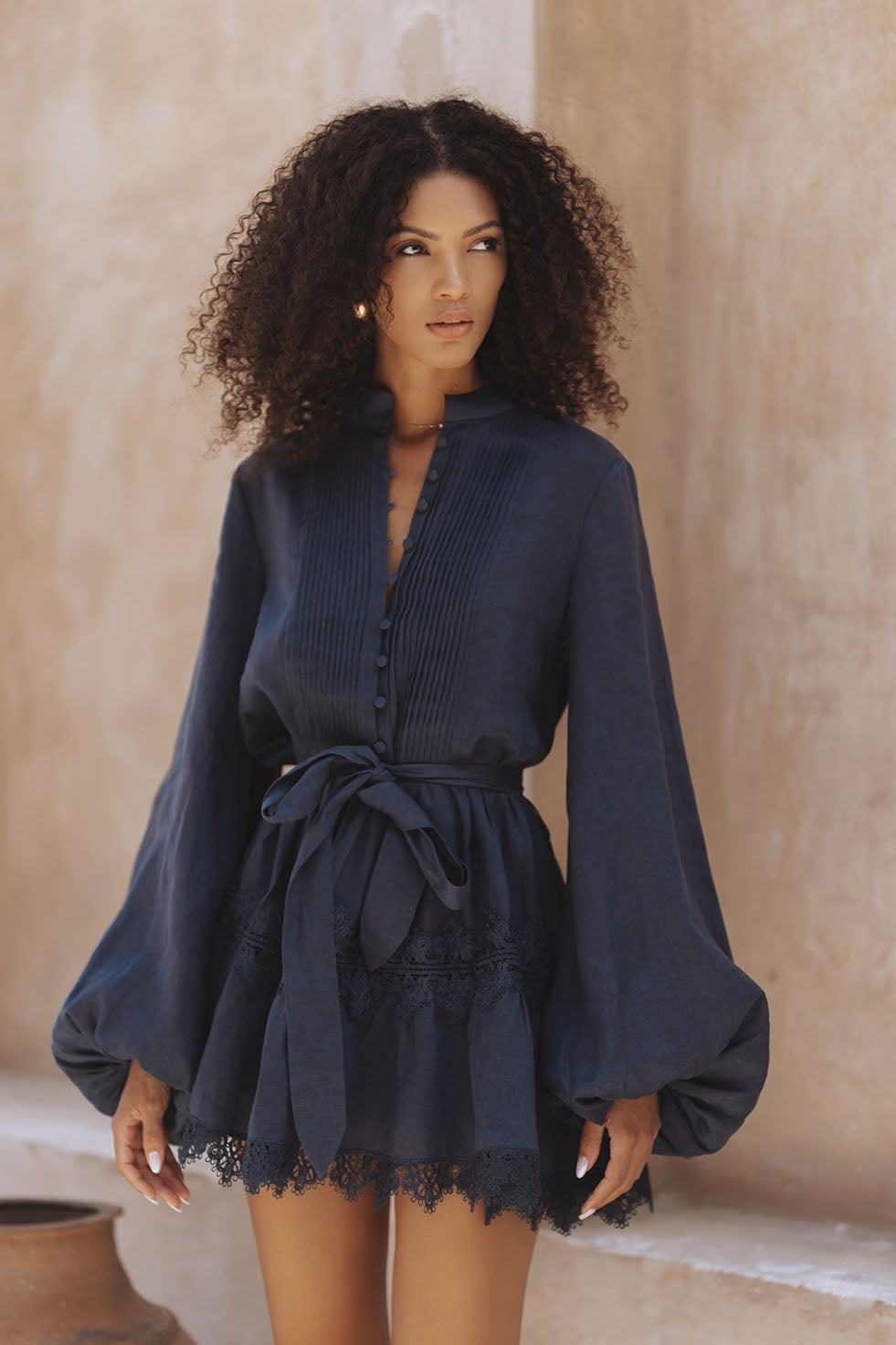 Navy Blue Oversized Blazer And Wide Leg Trousers — Trendy Navy Blue Outfits
