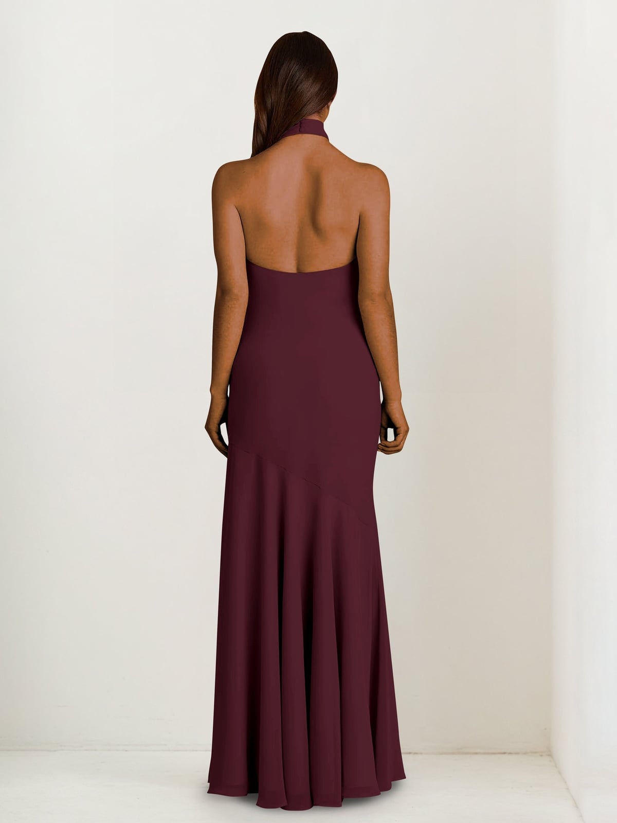 Burgundy Chiffon Halter Neck Sheath Dress Burgundy Chiffon Halter Neck Sheath Dress — Trendy Necklines Dress