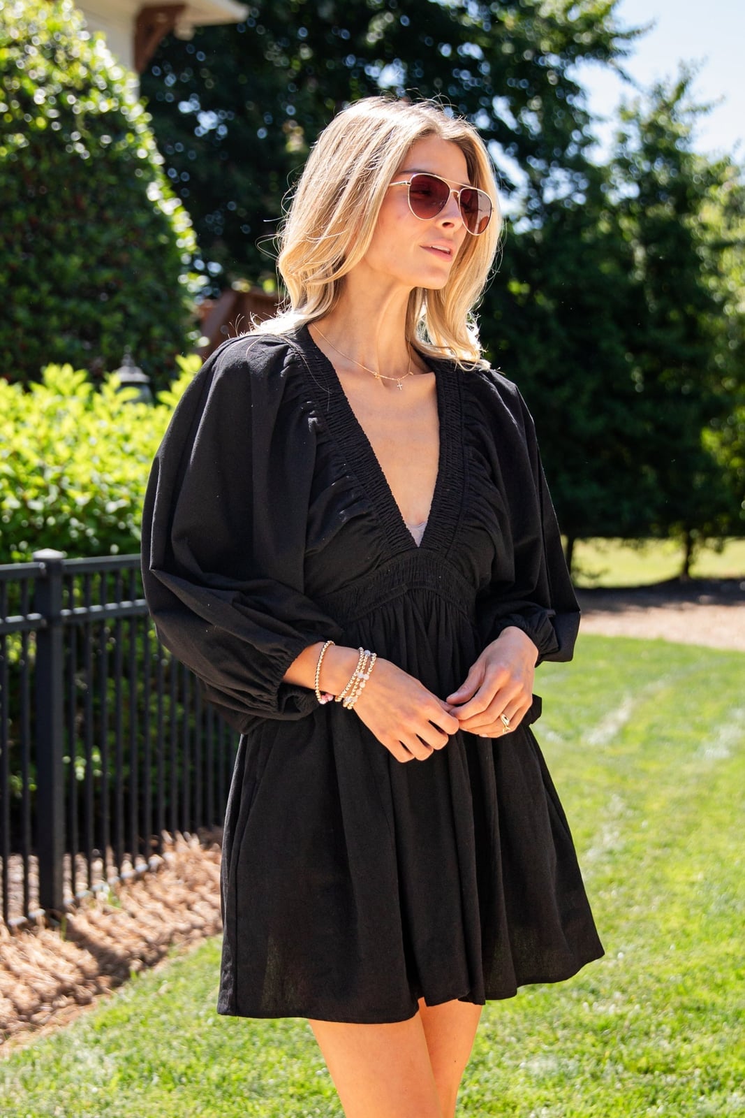 Black Textured Puff Sleeve Fit and Flare Mini Dress Black Textured Puff Sleeve Fit and Flare Mini Dress — Trendy Necklines Dress