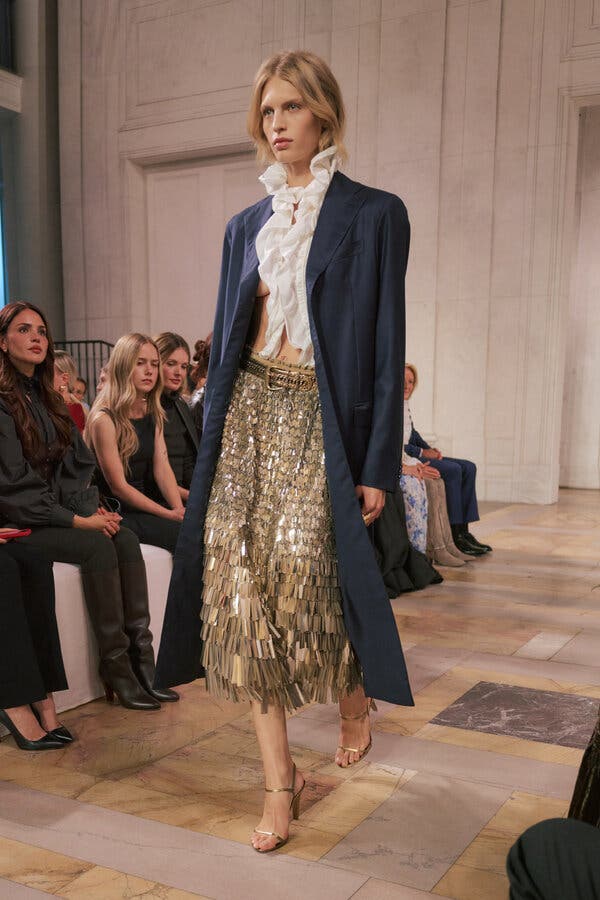 Oversized Navy Blazer with Metallic Fringe Skirt Oversized Navy Blazer with Metallic Fringe Skirt — Trendy Ralph Lauren Outfits