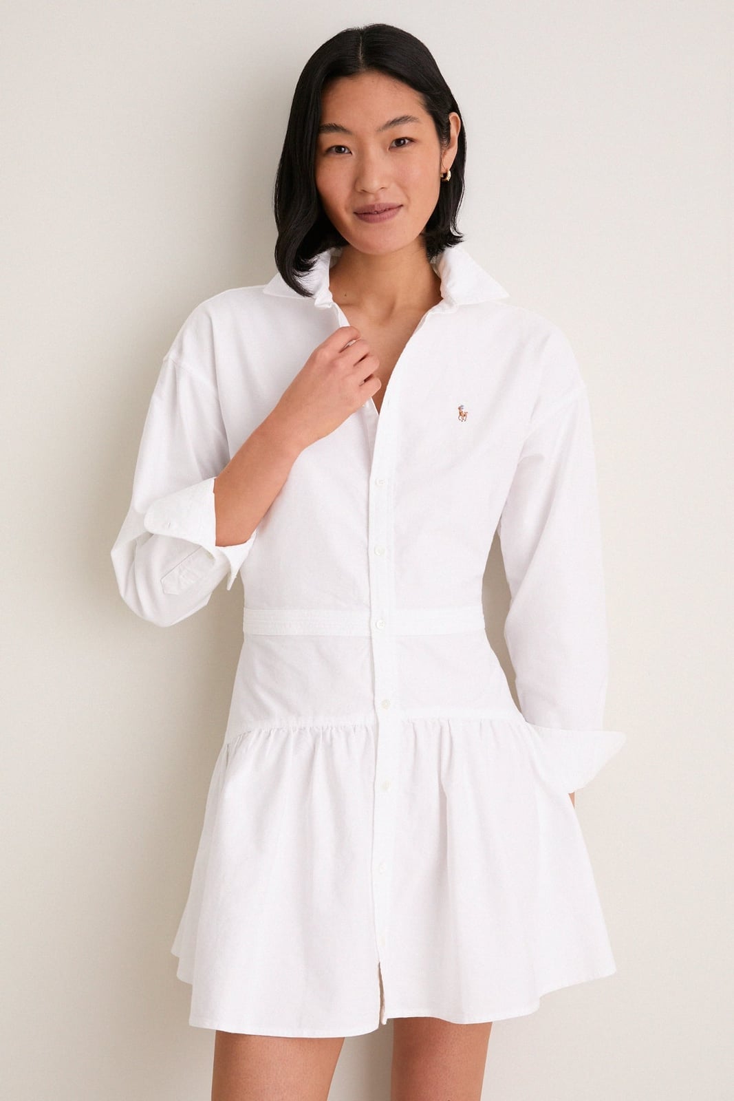 White Cotton Mini Shirt Dress with Logo White Cotton Mini Shirt Dress with Logo — Trendy Ralph Lauren Outfits