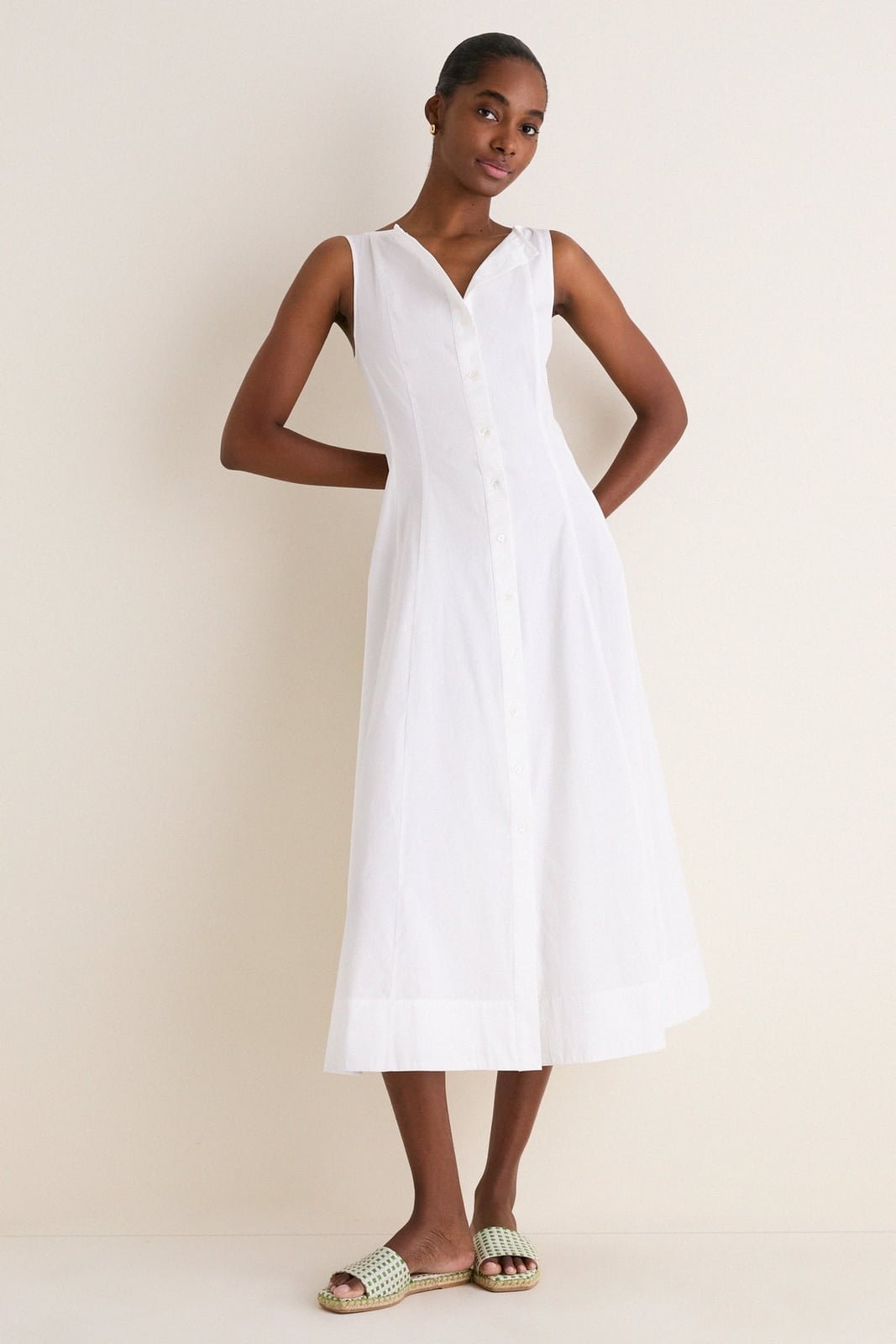 White Cotton Sleeveless Boat Neck Dress White Cotton Sleeveless Boat Neck Dress — Trendy Ralph Lauren Outfits