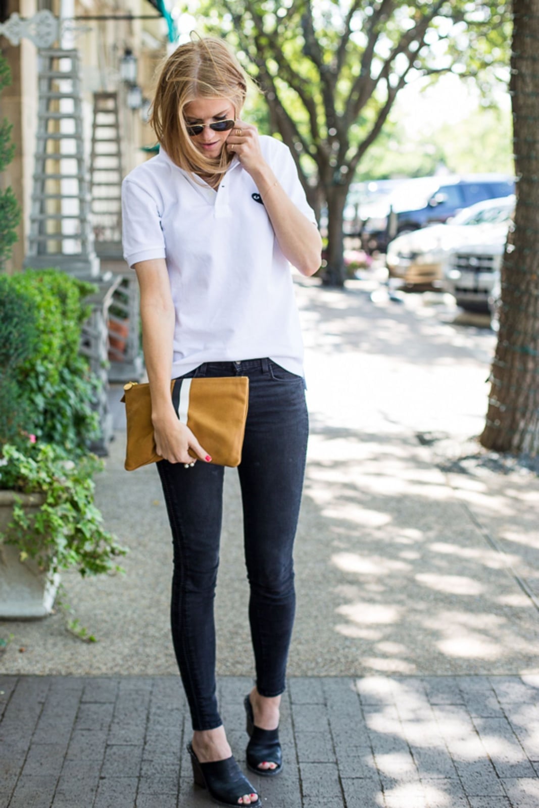 White Polo Shirt with Black Skinny Jeans White Polo Shirt with Black Skinny Jeans — Trendy Ralph Lauren Outfits