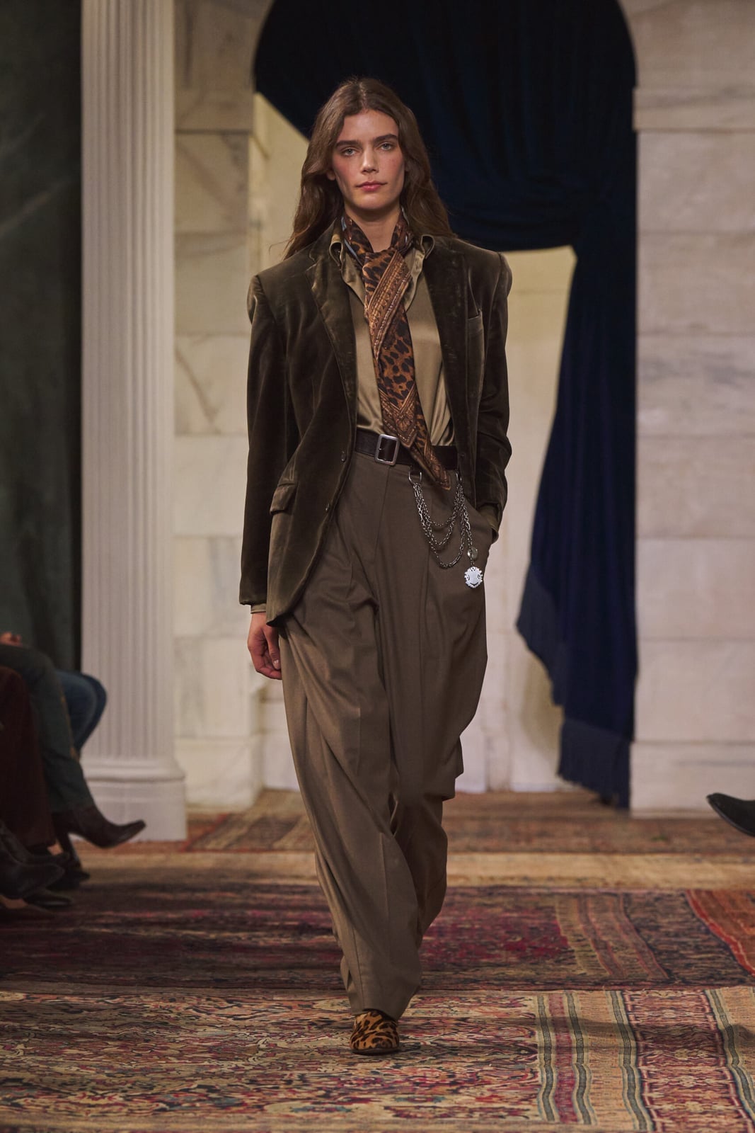 Velvet Blazer with Silk Blouse and Wide-Leg, Office-Safe Version Velvet Blazer with Silk Blouse and Wide-Leg, Office-Safe Version — Trendy Ralph Lauren Outfits