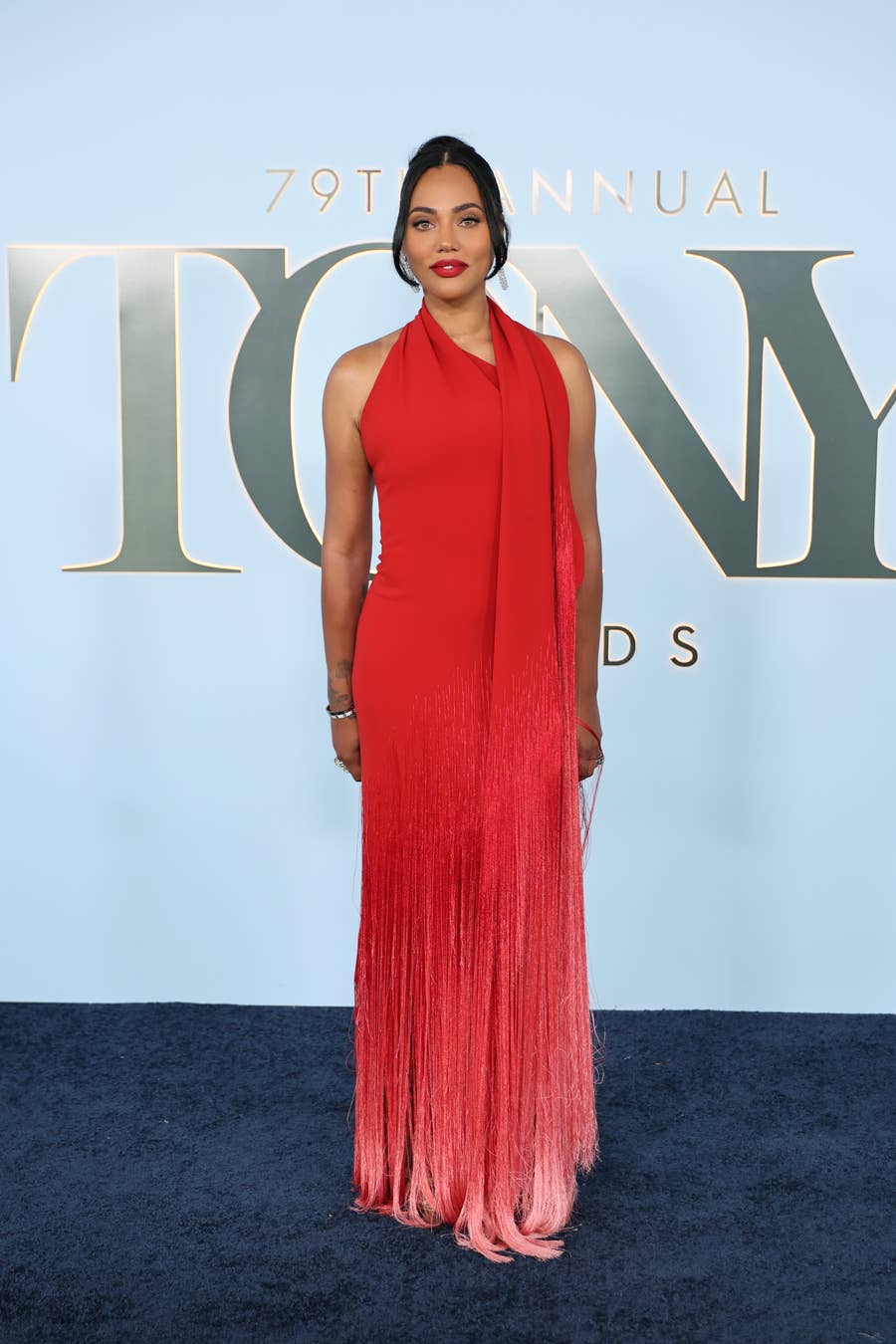 Red Halter Neck Dress With Fringe Hem — Trendy Red Carpet Outfits