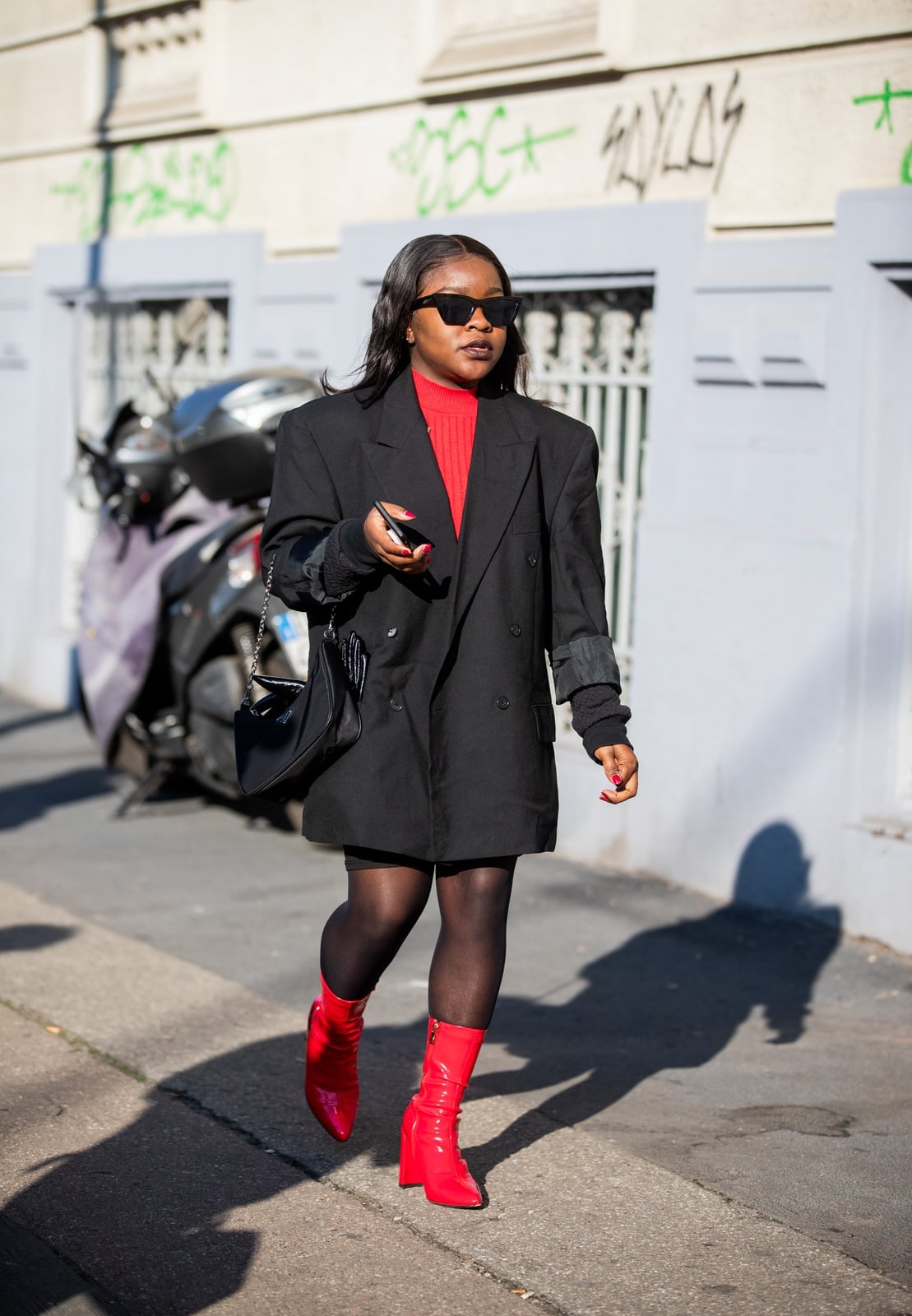 Red Cowboy Boots with Blazer Mini Dress Red Cowboy Boots with Blazer Mini Dress — Trendy Red Cowboy Boots Outfit