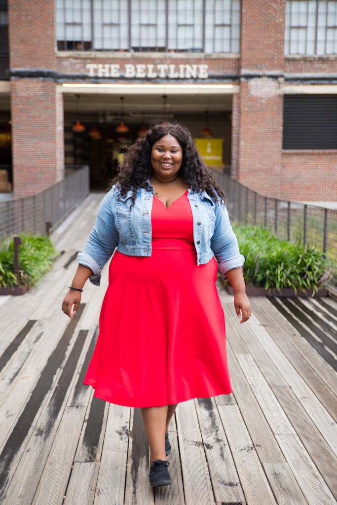 Red Fit and Flare Dress with Denim Jacket Red Fit and Flare Dress with Denim Jacket — Trendy Red Dresses Outfits