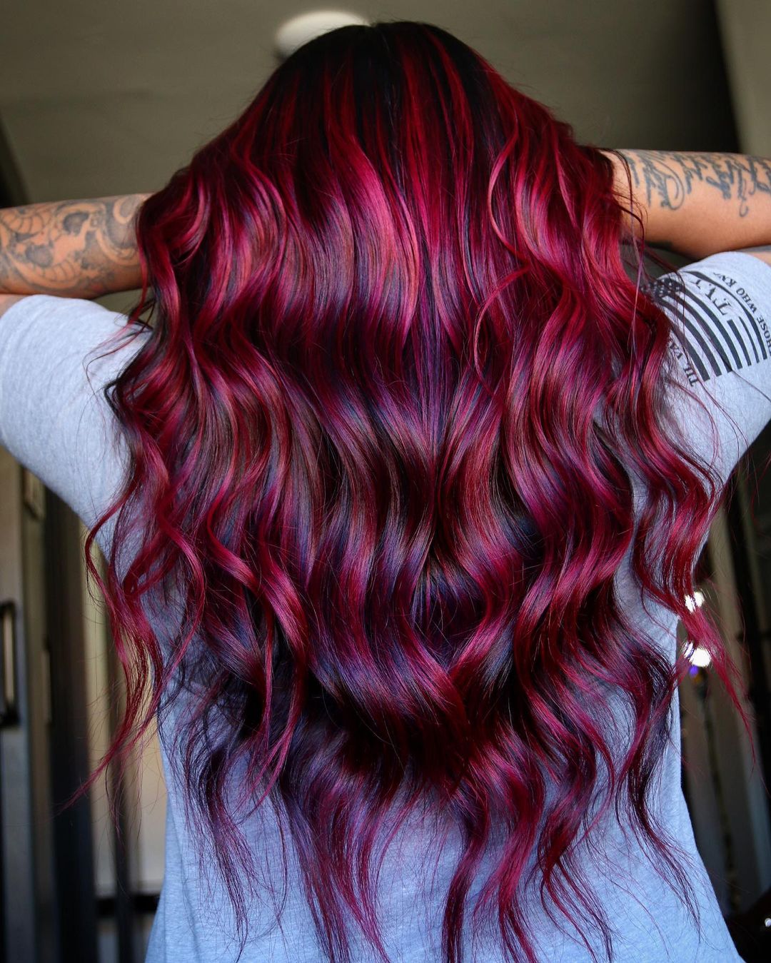 Dark Red Base With Vibrant Red Highlights Dark Red Base With Vibrant Red Highlights — Trendy Red Hair with Highlights