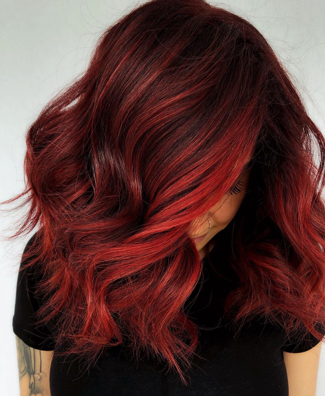Deep Red Base With Brighter Red Highlights Deep Red Base With Brighter Red Highlights — Trendy Red Hair with Highlights