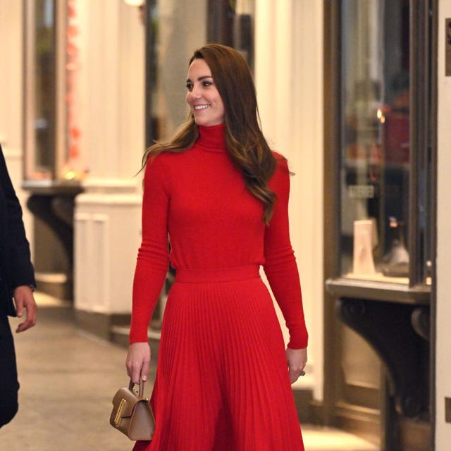 Red Turtleneck Sweater and Pleated Midi Skirt Set Red Turtleneck Sweater and Pleated Midi Skirt Set — Trendy Red Top Outfits
