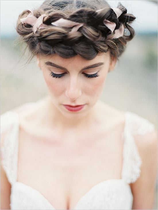 Blonde Braid With White Logo Ribbon Detail Blonde Braid With White Logo Ribbon Detail — Trendy Ribbon Braids