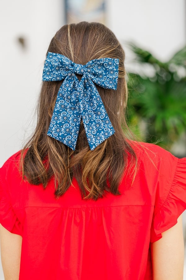Shoulder Length Half-Up With Paisley Bow — Trendy Ribbon Hair