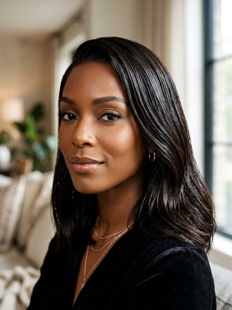 Shoulder Length Wet Look Espresso — Trendy Rich Brunette
