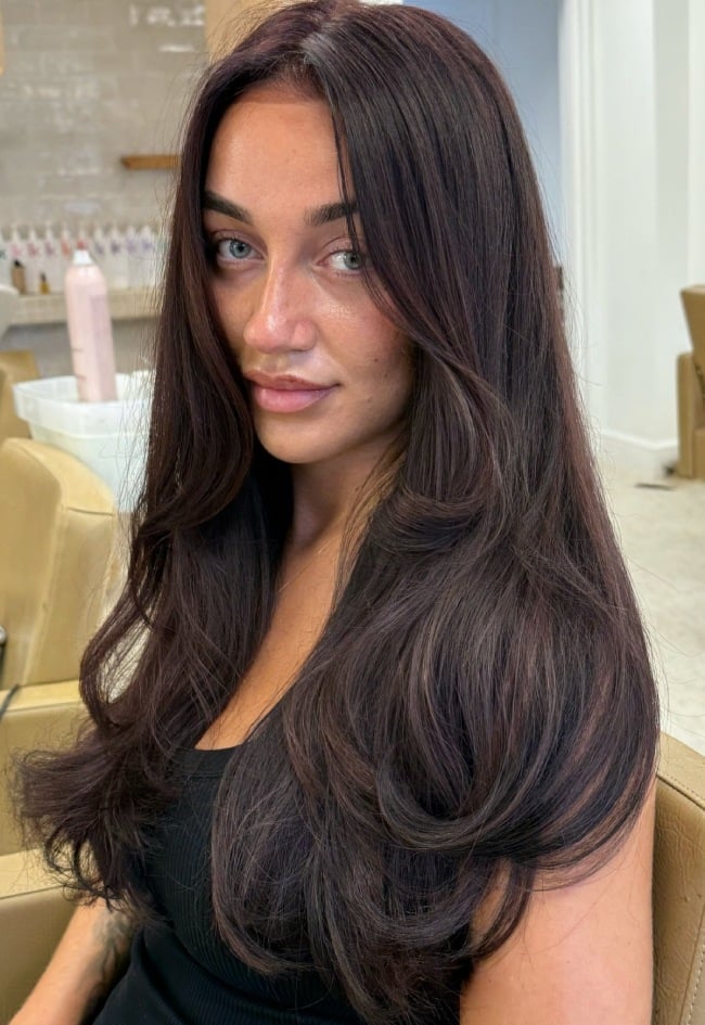 Mid-Back Rich Brunette With Soft Waves — Trendy Rich Brunette