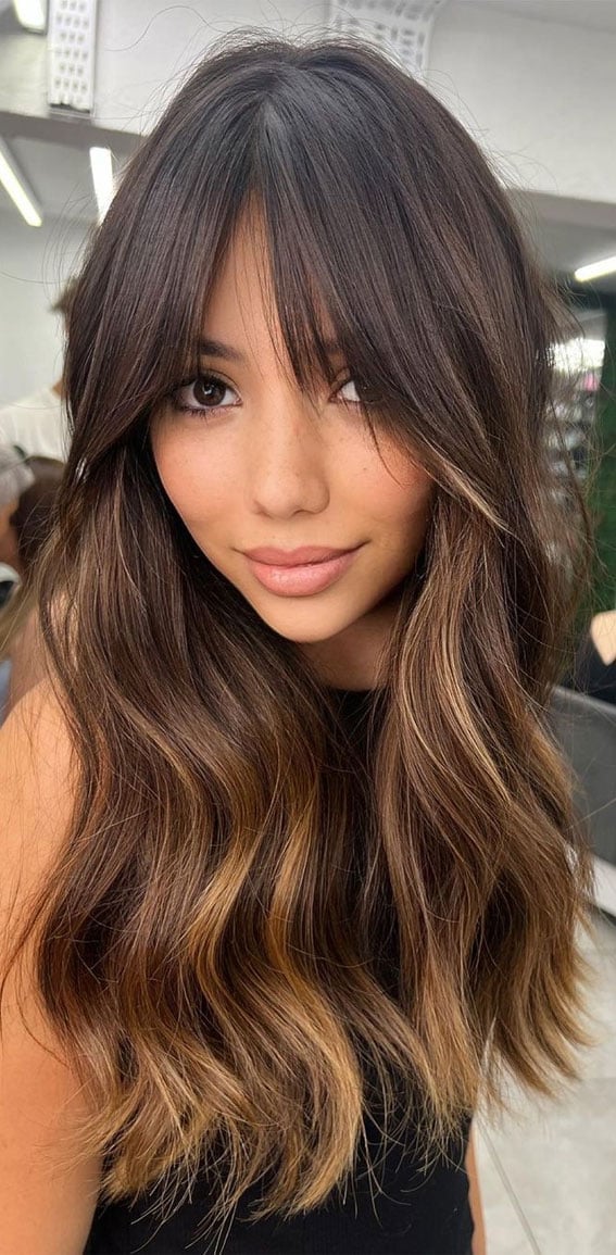 Mid-Back With Caramel Highlights — Trendy Rich Brunette