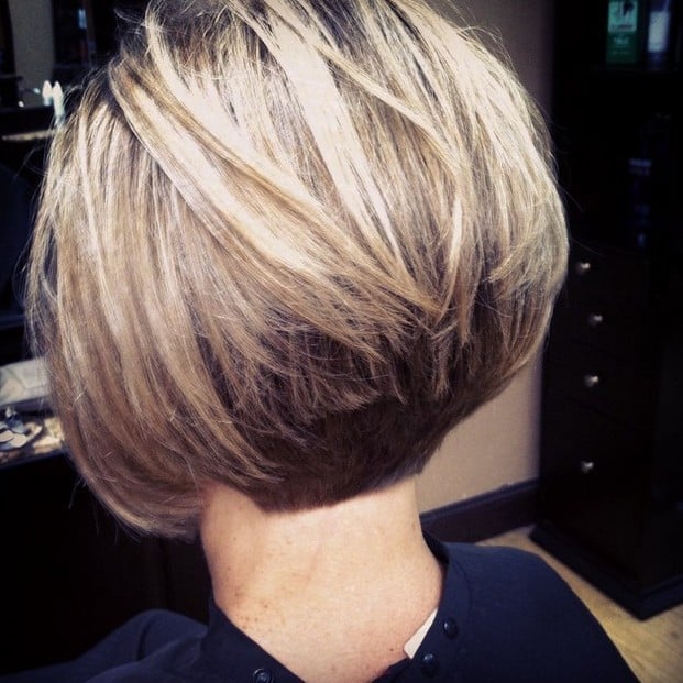 Blonde Stacked Bob With Graduated Layers Blonde Stacked Bob With Graduated Layers — Trendy Short Bob