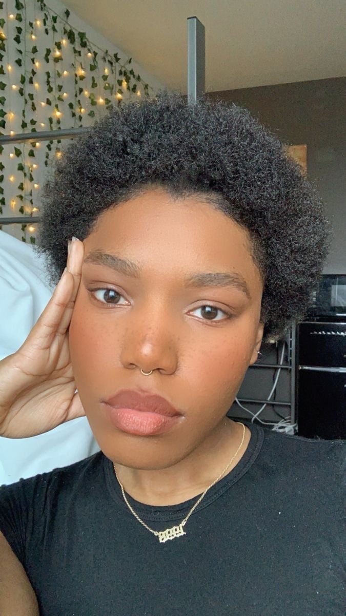 Voluminous Black Afro Shape Voluminous Black Afro Shape — Trendy Short Natural Hairstyles