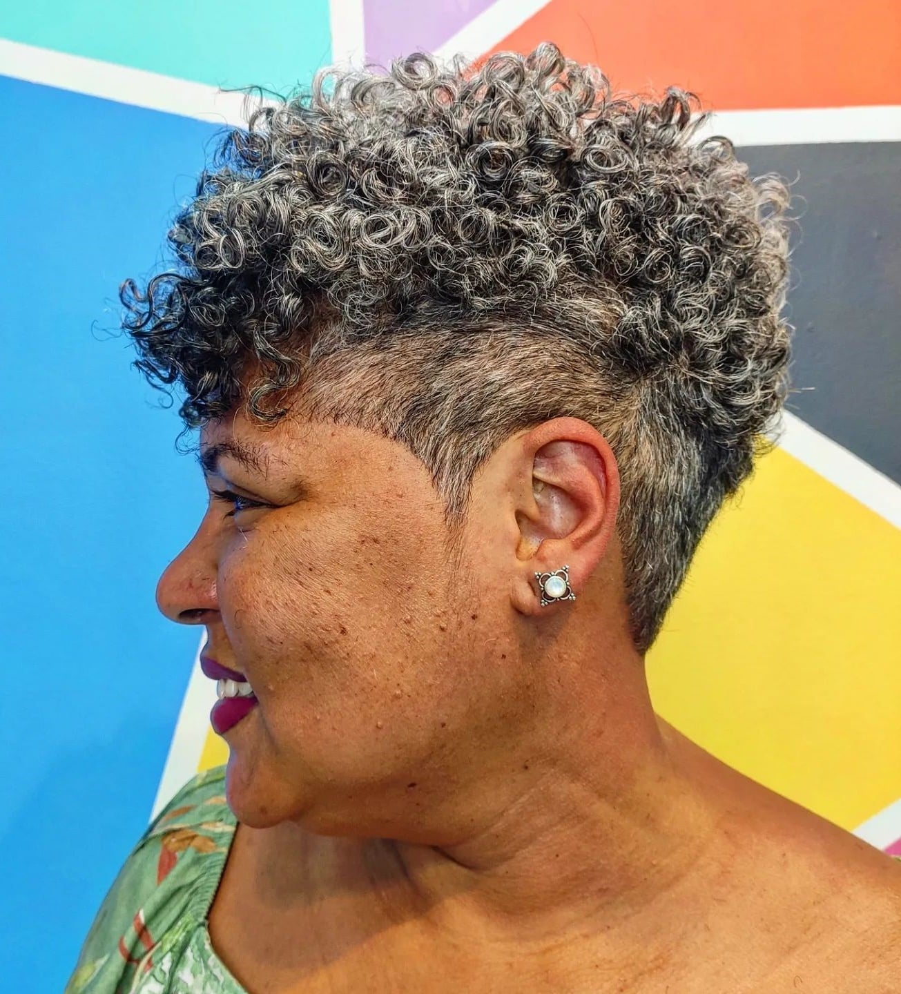 Gray Black Curly Crop With Undercut Gray Black Curly Crop With Undercut — Trendy Short Natural Hairstyles
