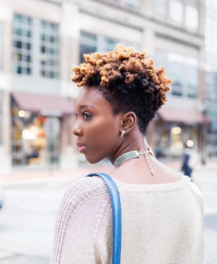 Textured Curly Pixie With Blonde Tips Textured Curly Pixie With Blonde Tips — Trendy Short Natural Hairstyles