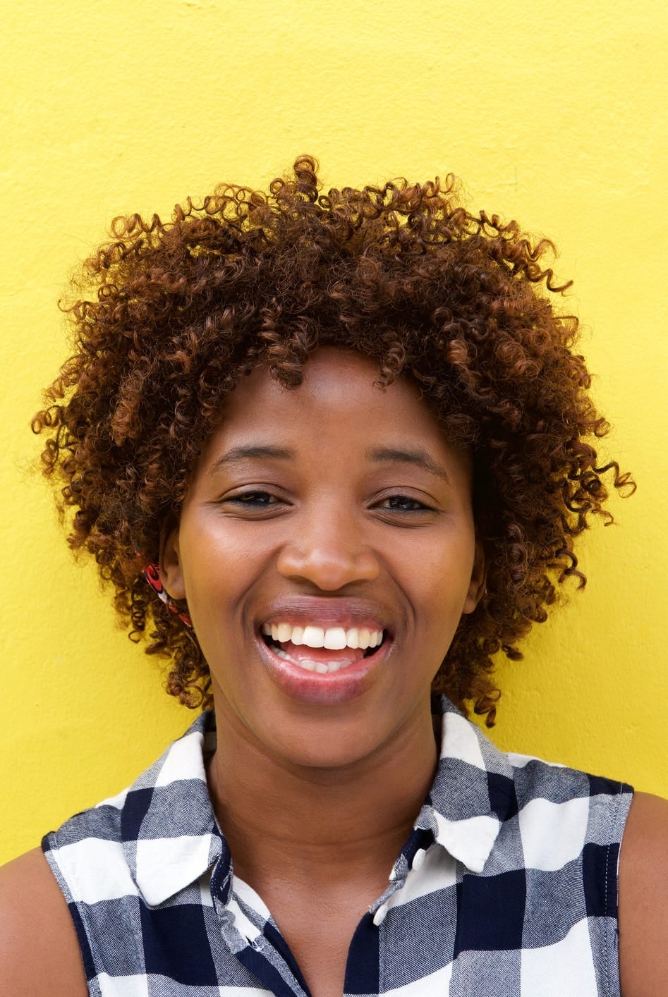 Thick Curly Layers With Auburn Highlights Thick Curly Layers With Auburn Highlights — Trendy Short Natural Hairstyles