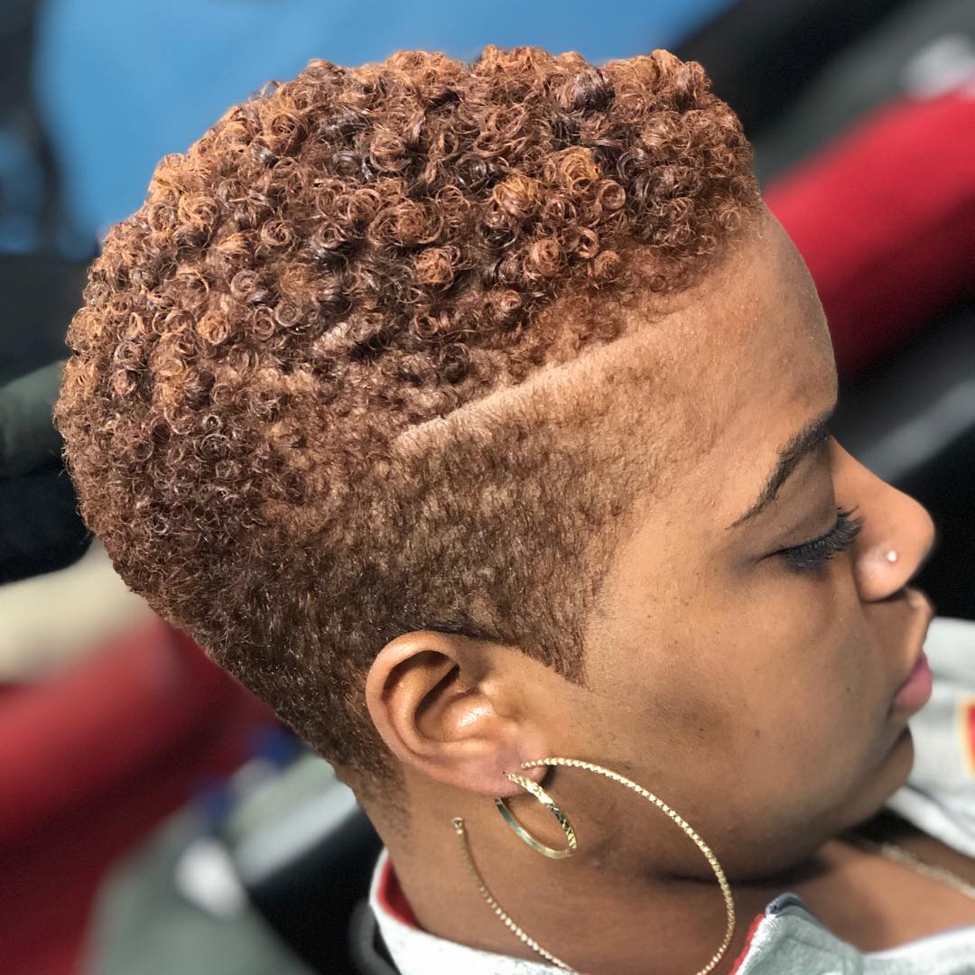 Thick Curly Copper Pixie With Blowout Thick Curly Copper Pixie With Blowout — Trendy Short Natural Hairstyles