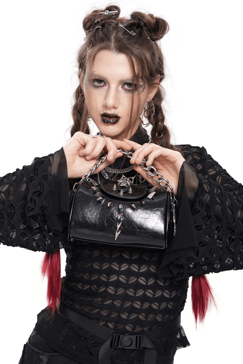 Edgy Mini Shoulder Bag With Silver Studs Edgy Mini Shoulder Bag With Silver Studs — Trendy Shoulder Bag Outfits