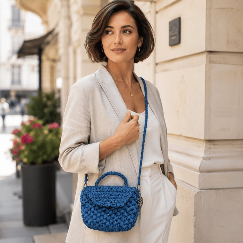 Effortless Casual With A Blue Crochet Raffia Bag Effortless Casual With A Blue Crochet Raffia Bag — Trendy Shoulder Bag Outfits