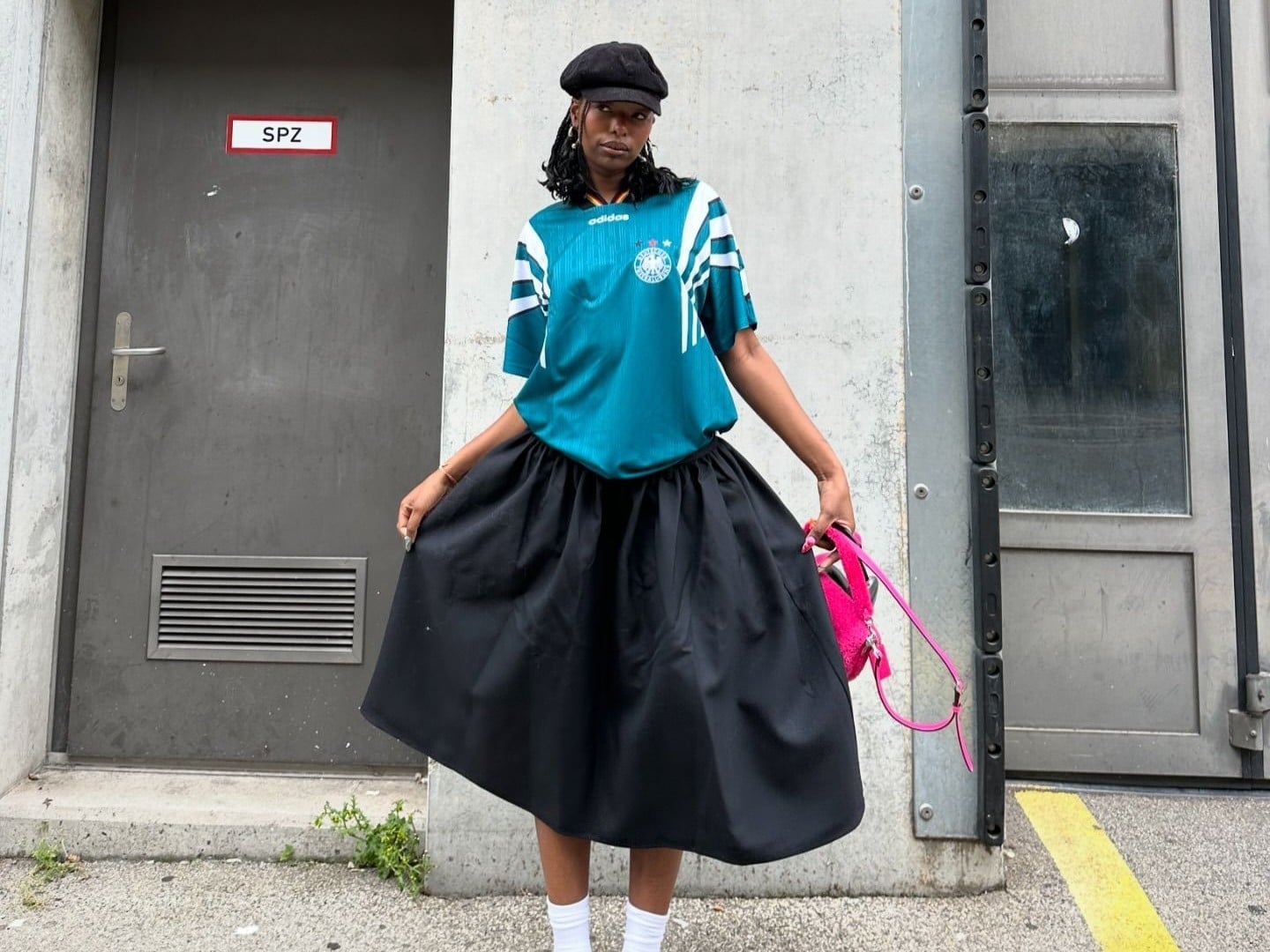 Athletic Jersey with Oversized Skirt and Cap Athletic Jersey with Oversized Skirt and Cap — Trendy Skater Outfits