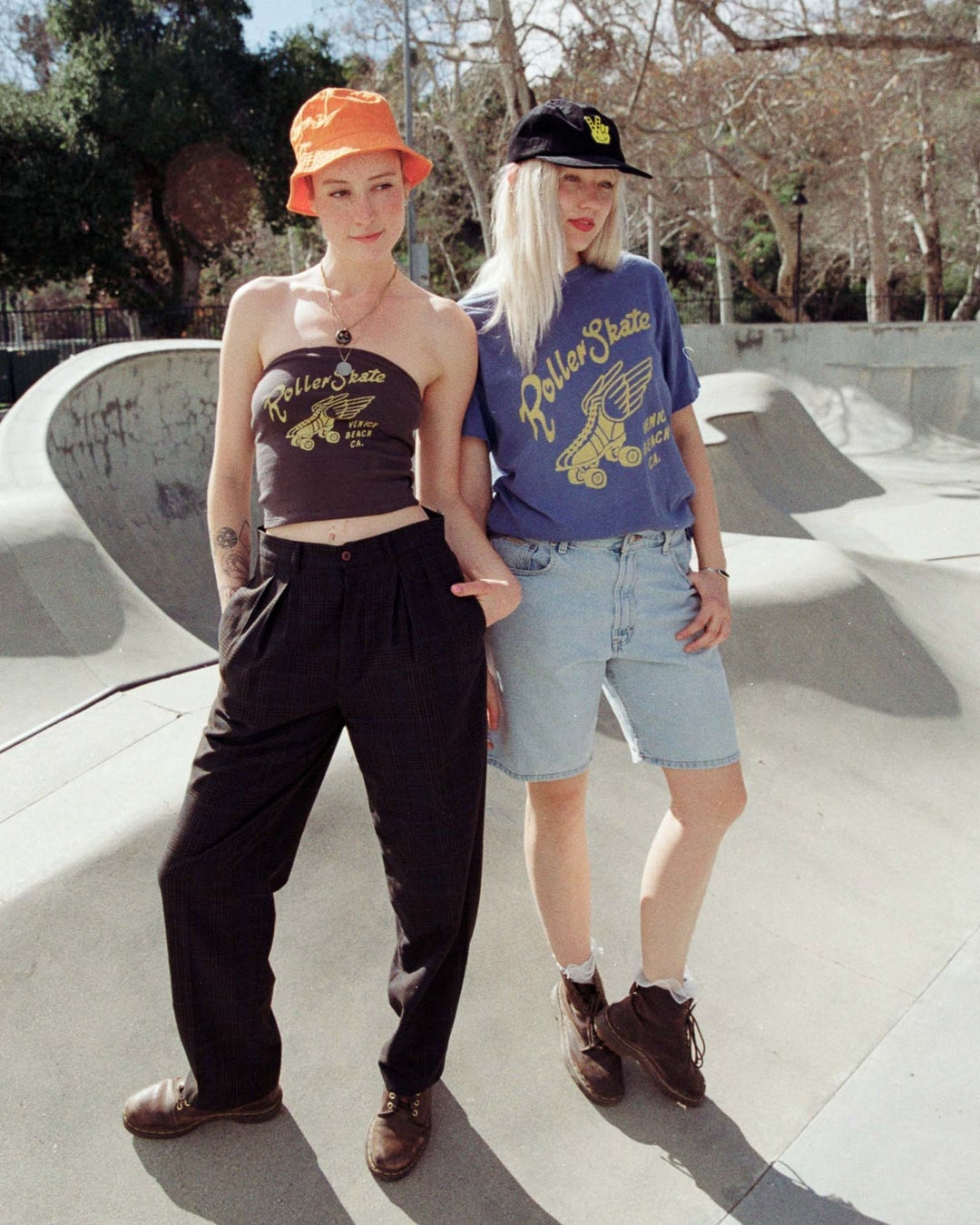Pinstripe Trousers with Tube Top and Bucket Hat Pinstripe Trousers with Tube Top and Bucket Hat — Trendy Skater Outfits