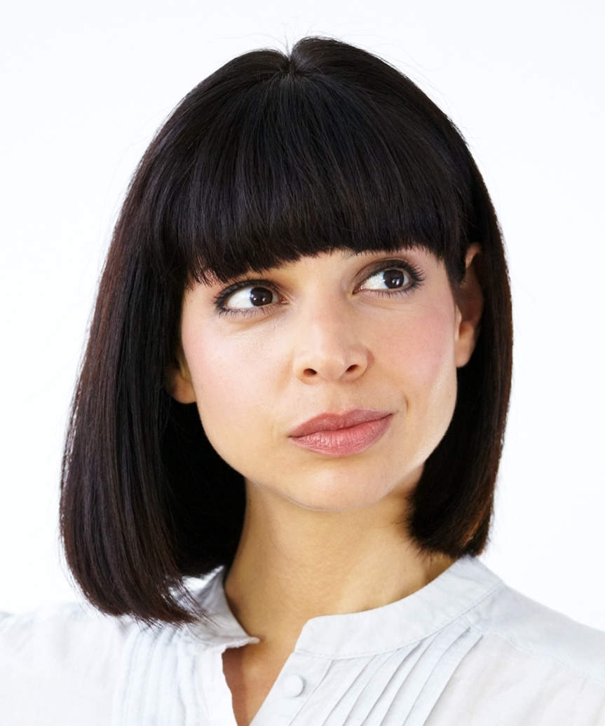 Chin Length Bob With Blunt Bangs, Straight Chin Length Bob With Blunt Bangs, Straight — Trendy Sleek Hairstyles