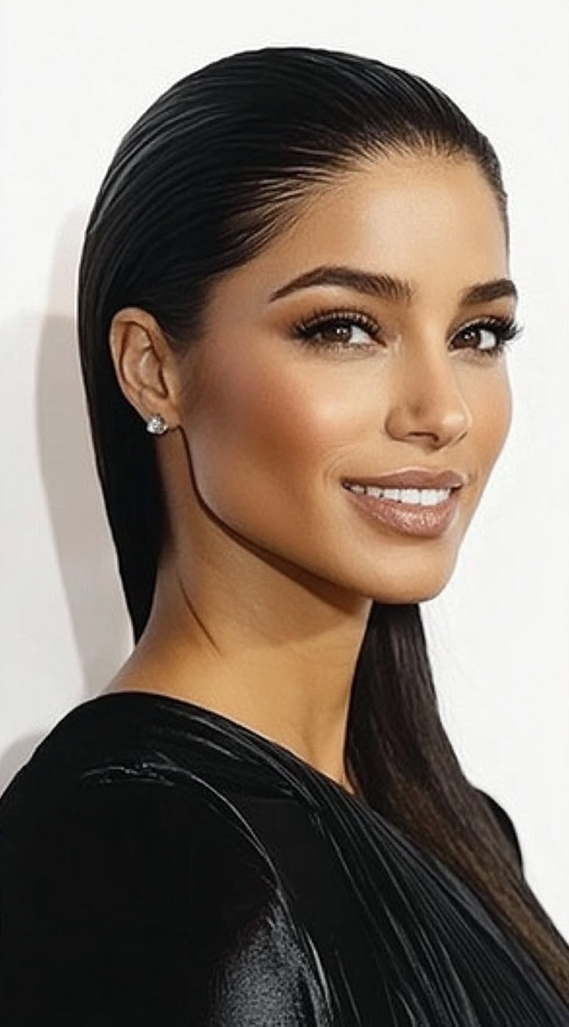 Extremely Sleek Slicked-Back Dark Brown Hair Extremely Sleek Slicked-Back Dark Brown Hair — Trendy Sleek Hairstyles