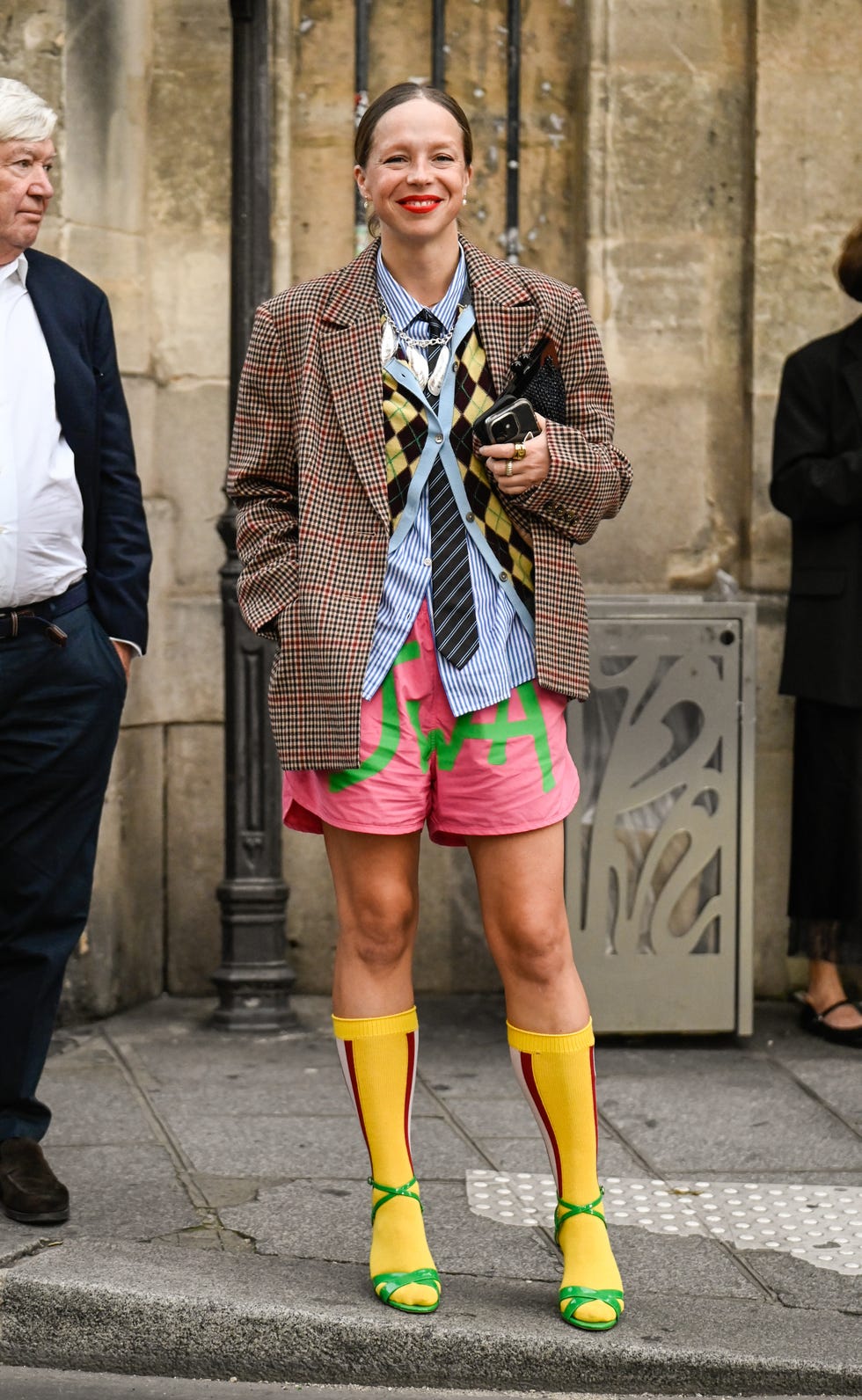 Bright Yellow Socks with Yellow Heeled Sandals — Trendy Socks Outfits