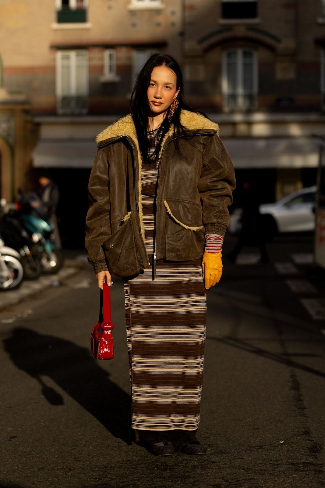 Striped Maxi Dress with Black Boots — Trendy Socks Outfits