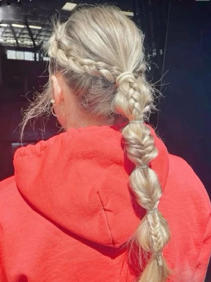 Ash Blonde Fishtail Ponytail With Bubble Effect — Trendy Softball Hair