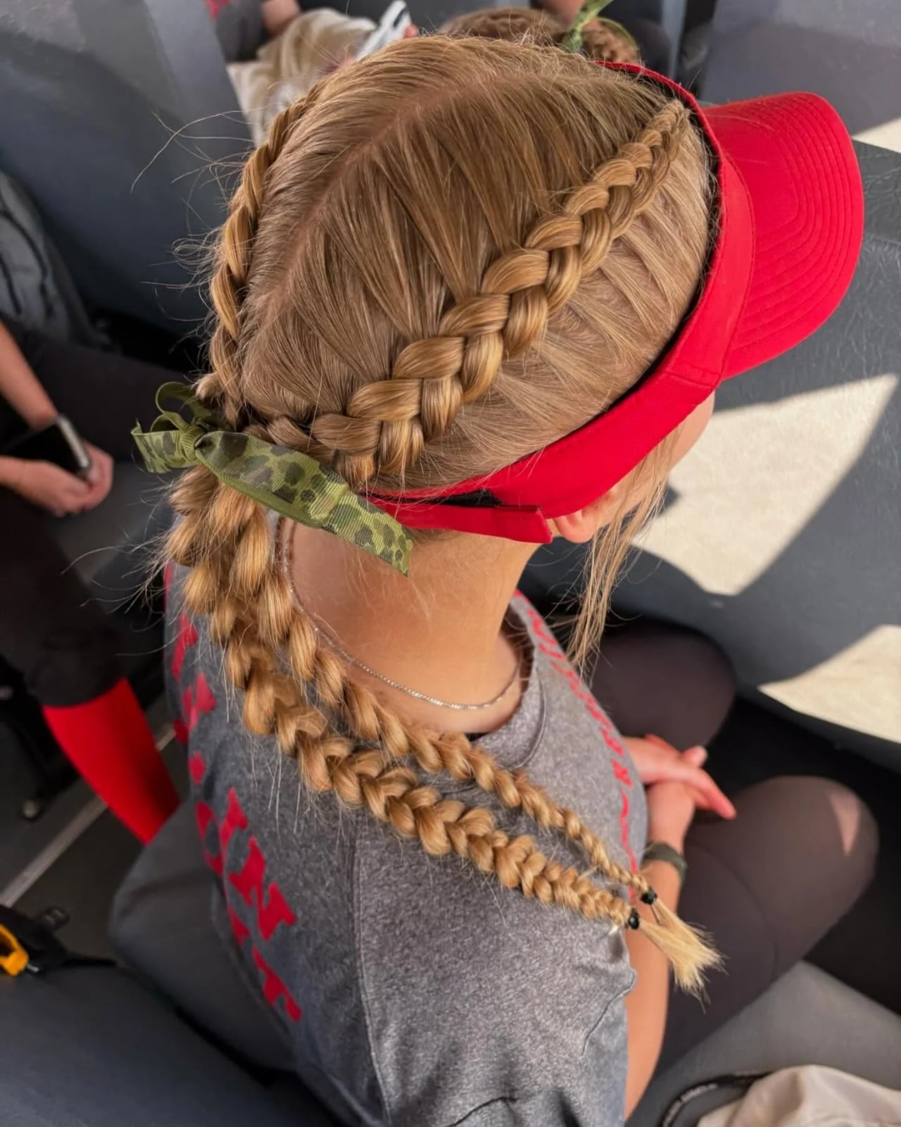 Fine Blonde Double Braided Pigtails With Headband — Trendy Softball Hair