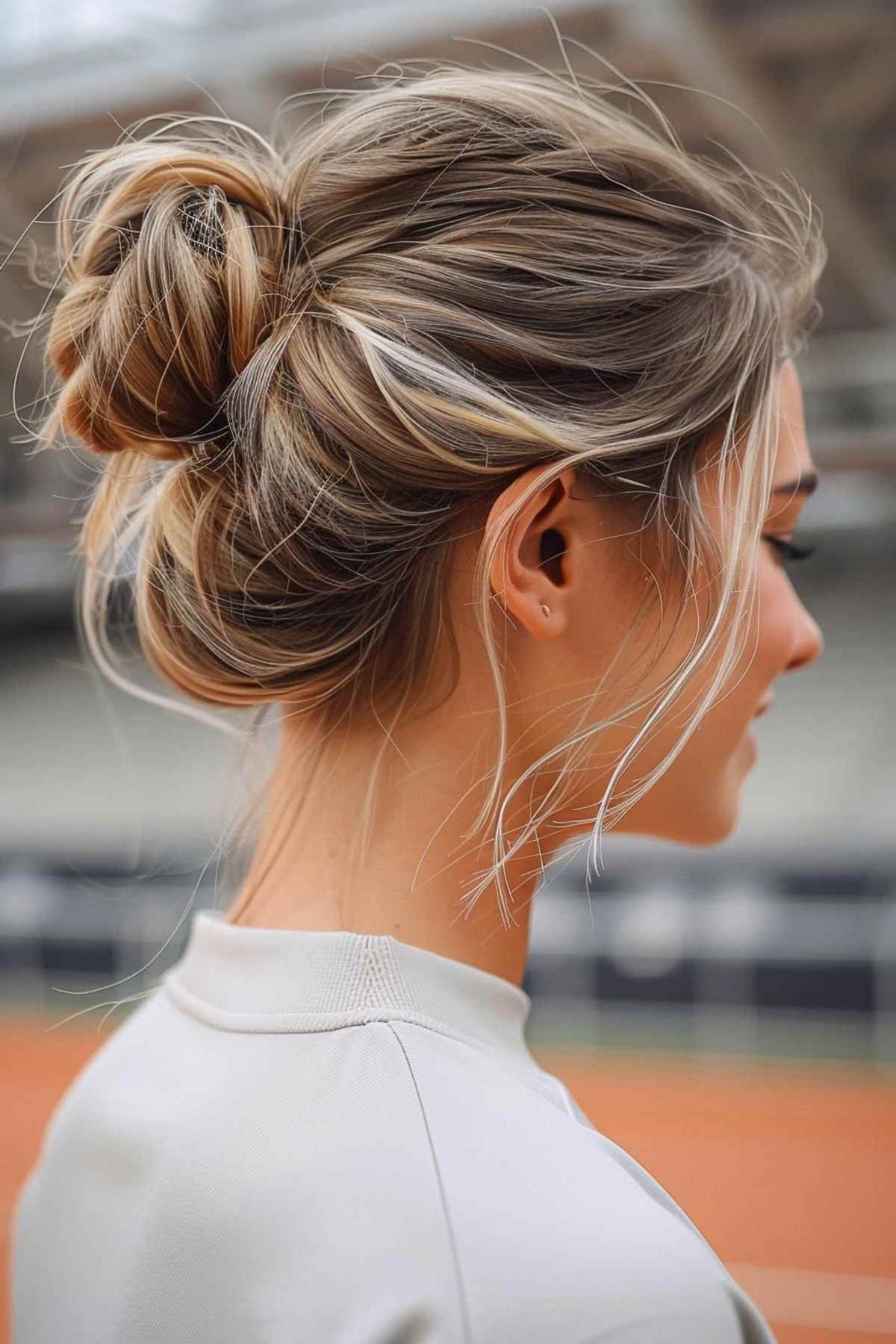 Collarbone Messy Bun With Face-Framing Pieces — Trendy Softball Hair