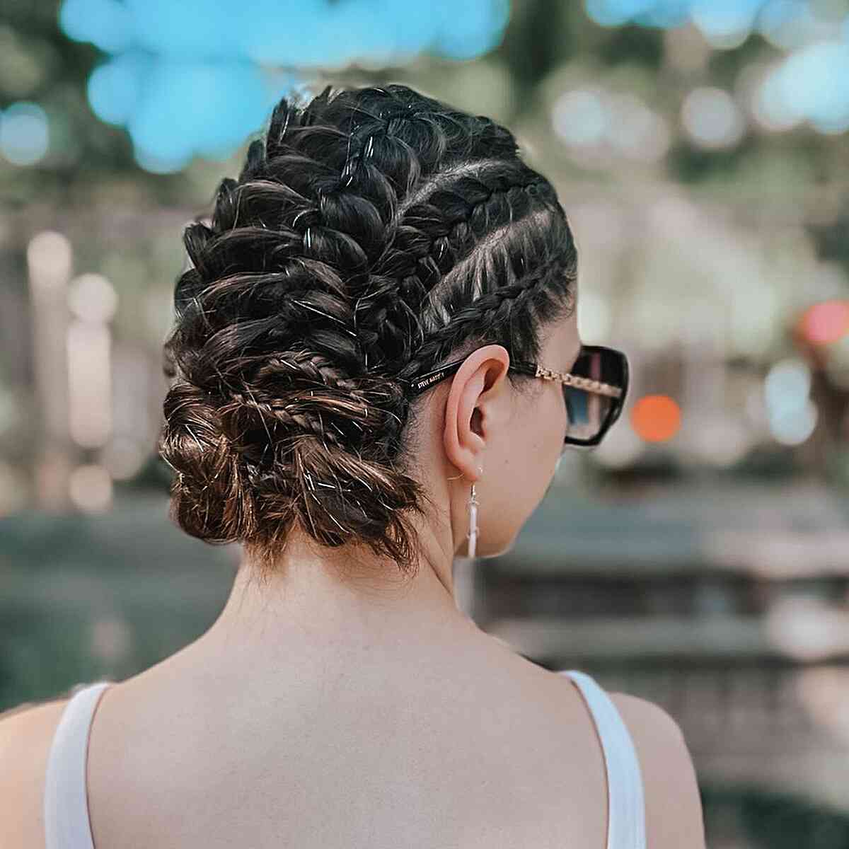 Intricate Braided Updo Dark Brown — Trendy Sports Hair