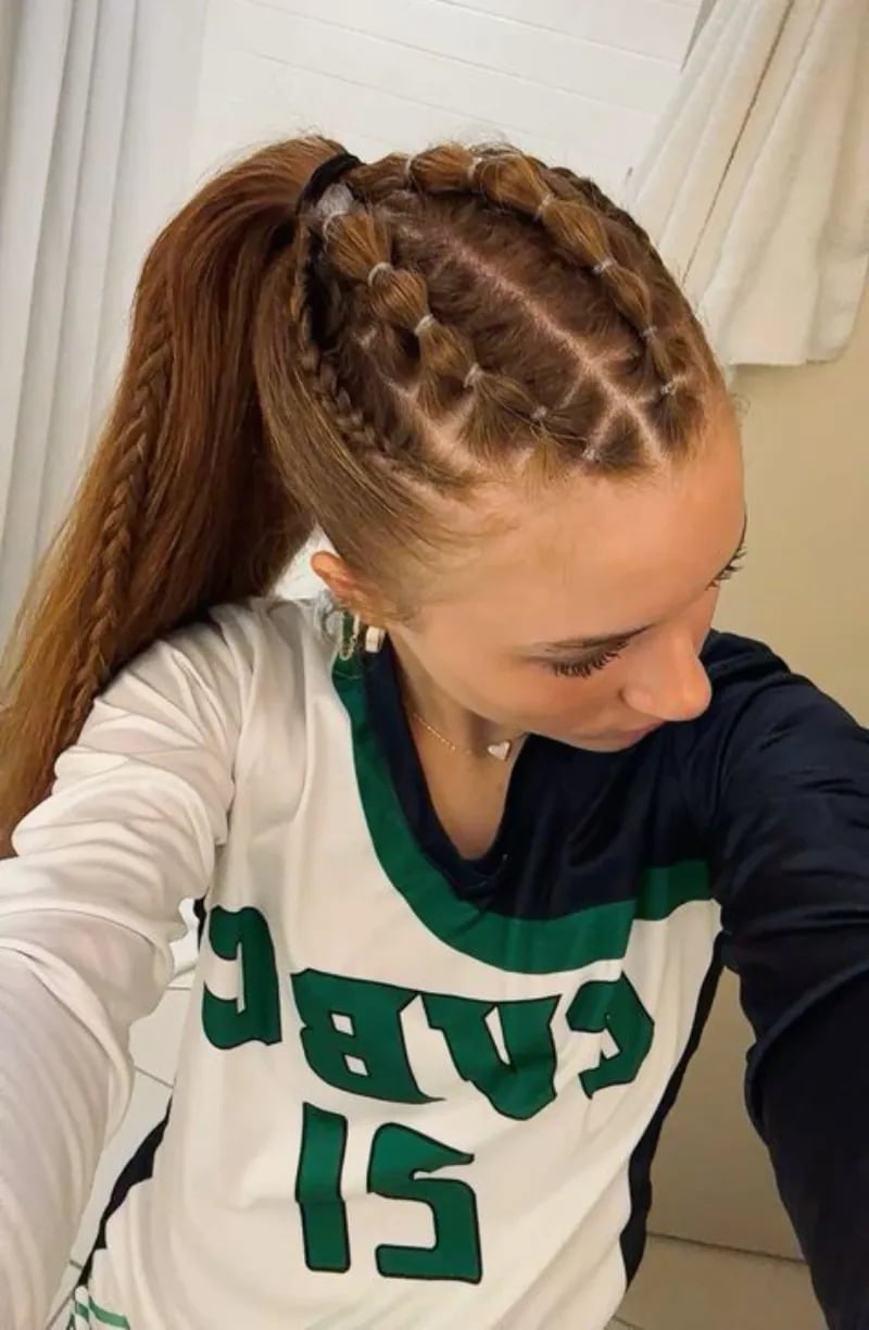 Braids and Ponytail Reddish Brown — Trendy Sports Hair