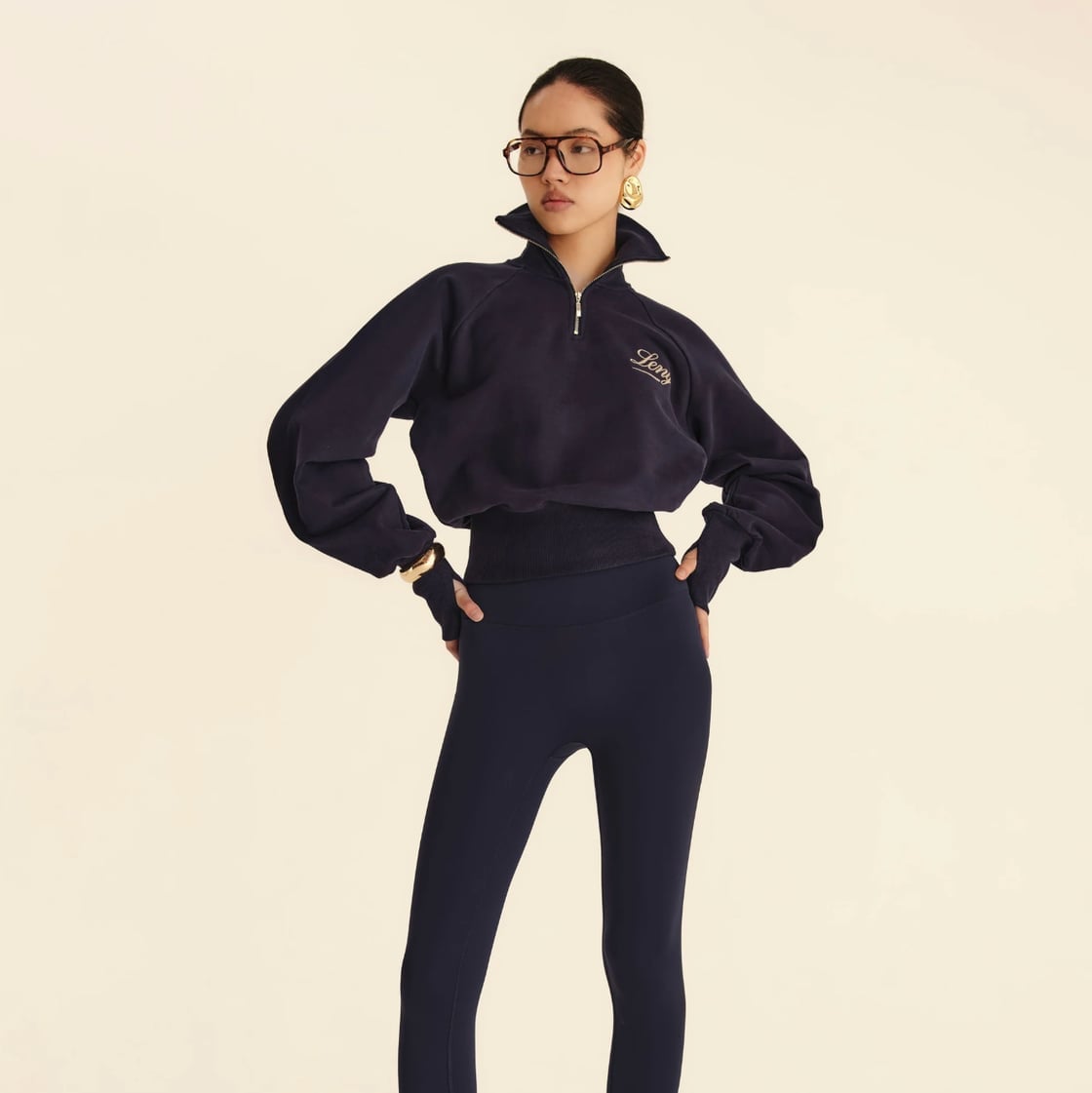 Cropped Quarter-Zip With Matching Leggings — Trendy Sporty Outfits