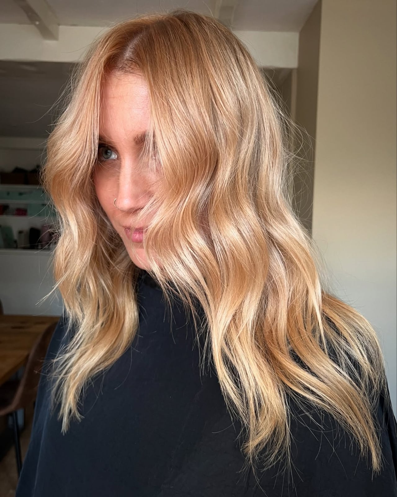 Dimensional Strawberry Blonde Collarbone Blowout — Trendy Strawberry Blonde Hair