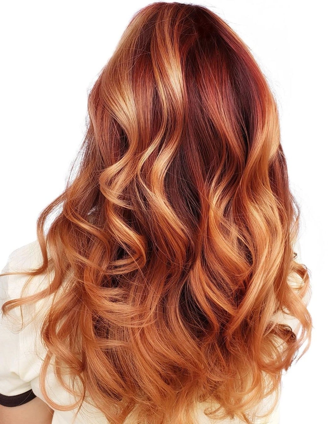 Red Base With Strawberry Blonde Balayage — Trendy Strawberry Blonde Hair