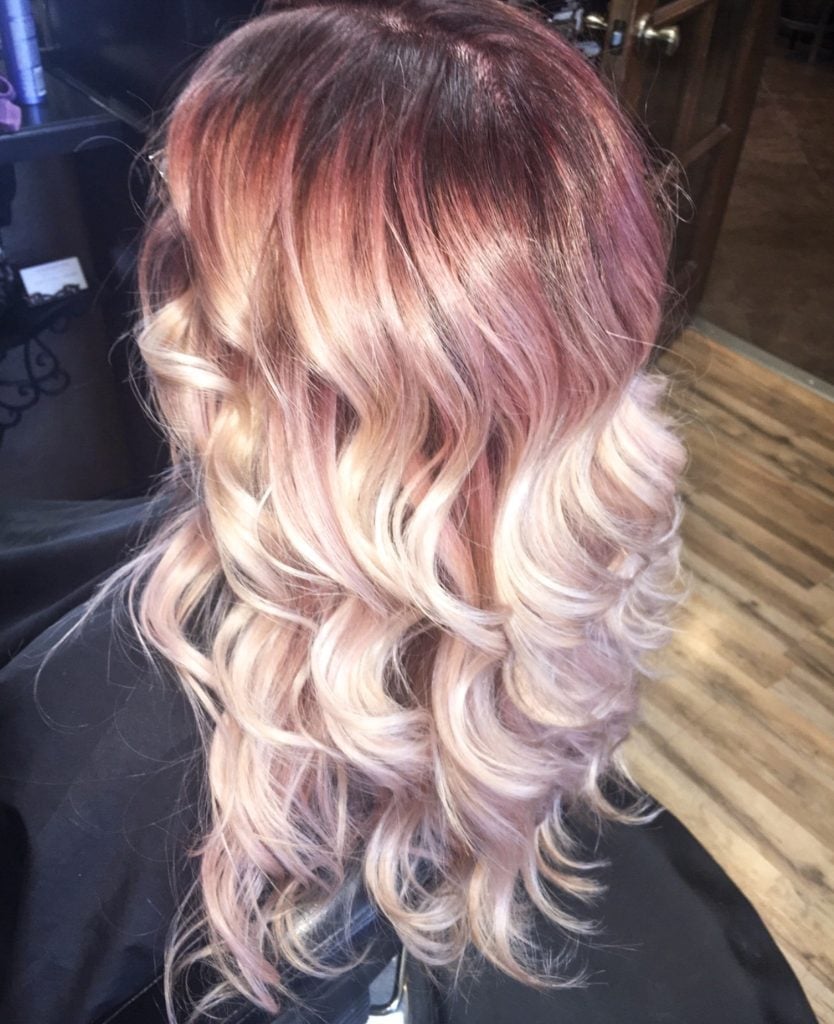 Strawberry Blonde Balayage Mid-Back Curls — Trendy Strawberry Blonde Hair