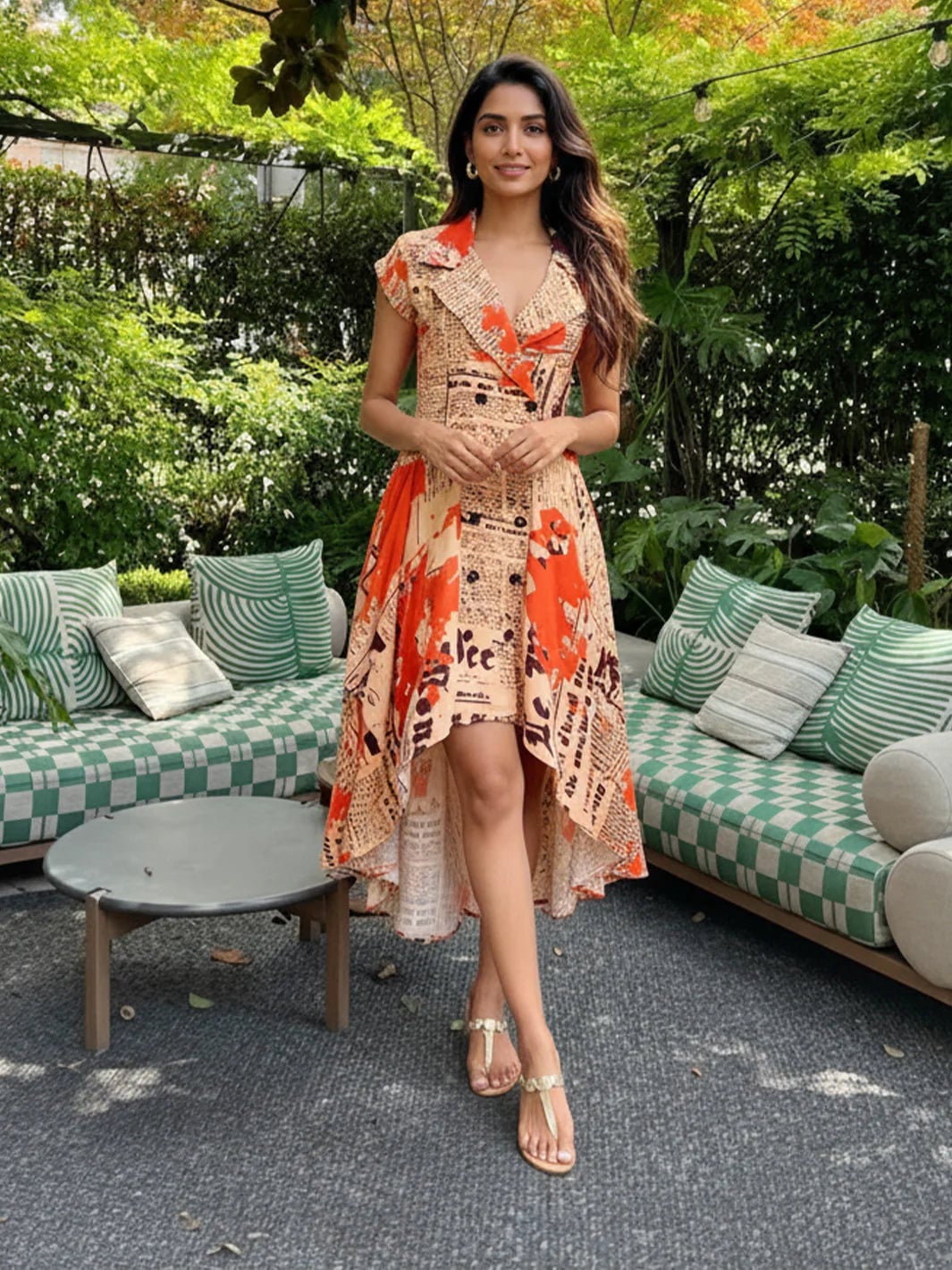 Newspaper Print Fit-And-Flare Dress Newspaper Print Fit-And-Flare Dress — Trendy Styling Dress