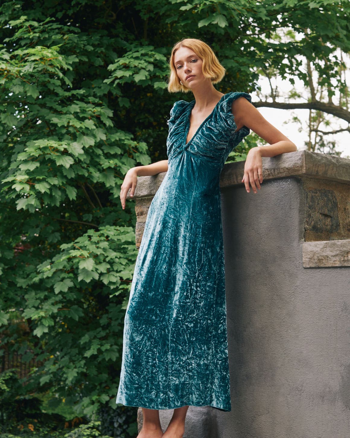 Teal Crushed Velvet A-line Dress Teal Crushed Velvet A-line Dress — Trendy Styling Dress