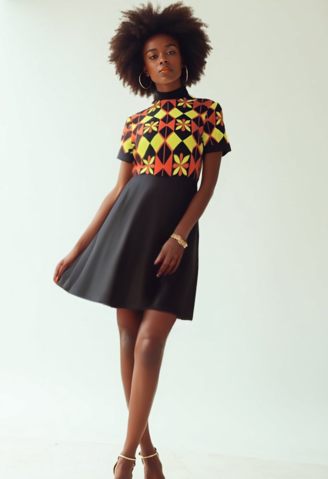 Black A-line Mini Dress with Geometric Bodice Black A-line Mini Dress with Geometric Bodice — Trendy Styling Dress