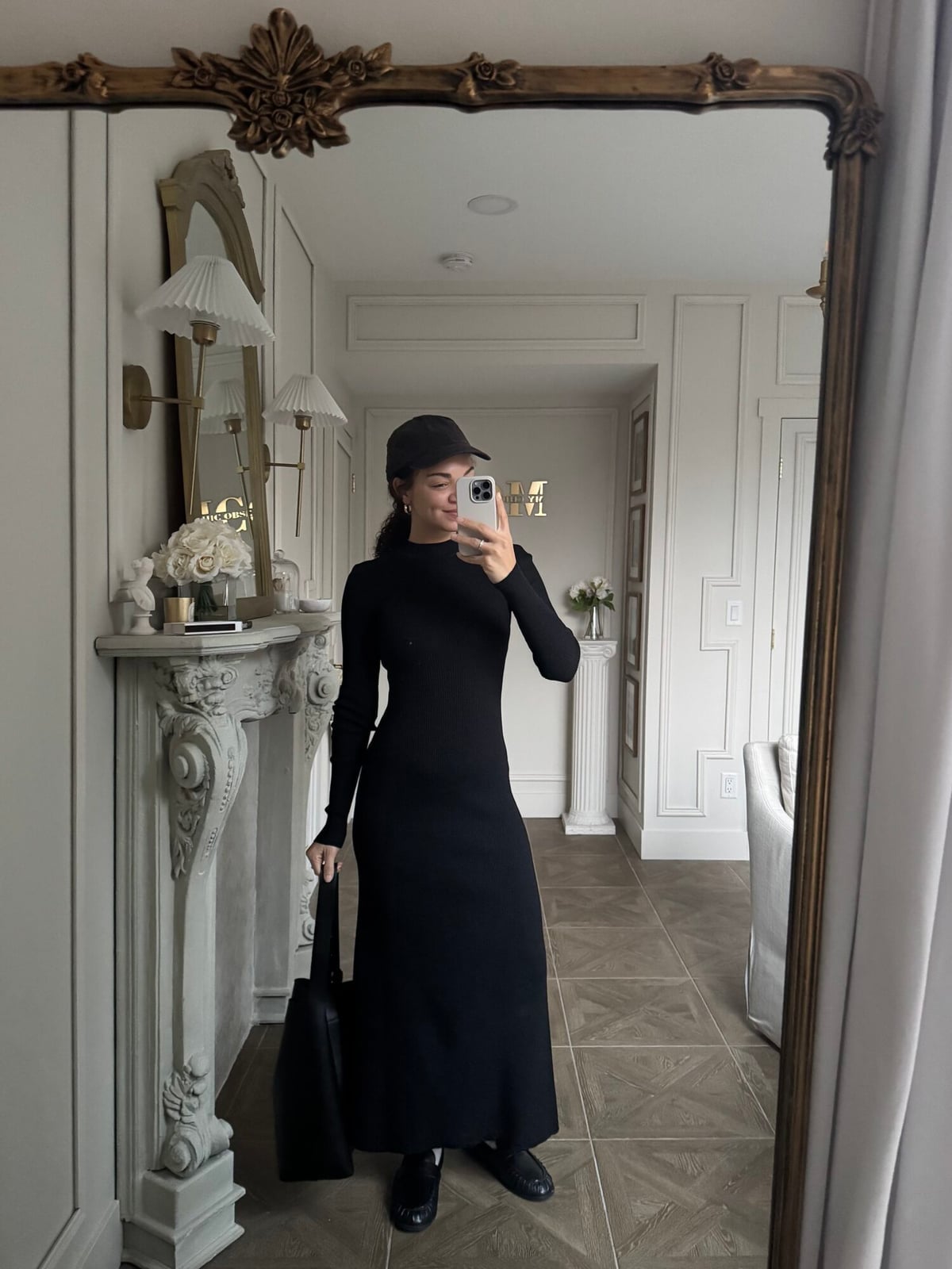 Black Long Sleeve Knit Maxi Dress With Pointed Toe Boots Black Long Sleeve Knit Maxi Dress With Pointed Toe Boots — Trendy Styling Dress